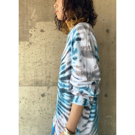 tie-dye long-sleeve tee "Blue"