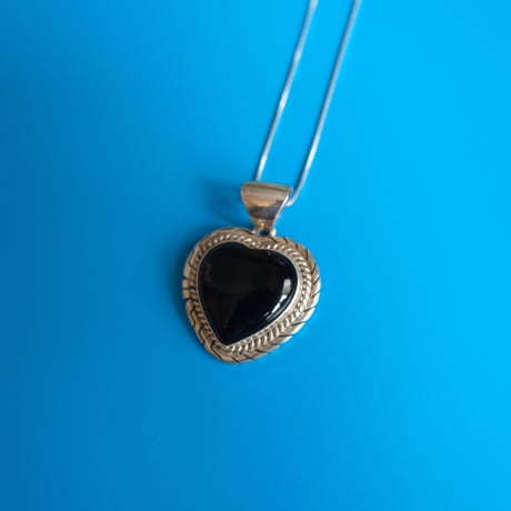 navajo / heart motif onyx necklace