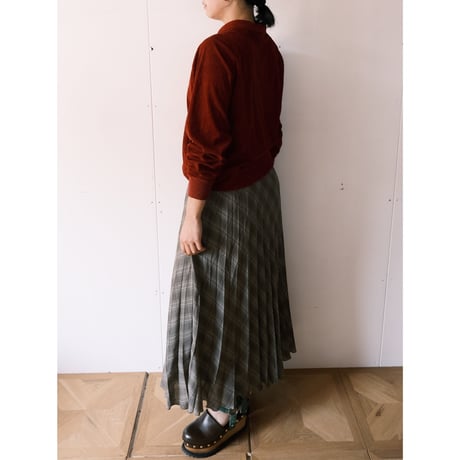 pleats check skirt