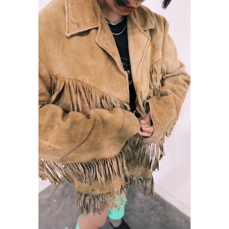 〜70s leather jacket with fringe