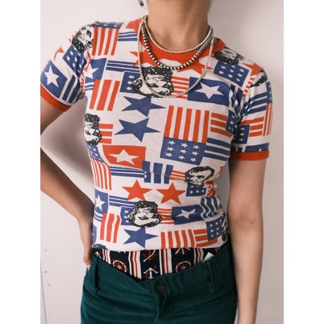 "Lincoln" print compact tee