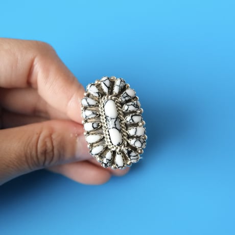 navajo / white buffalo cluster ring