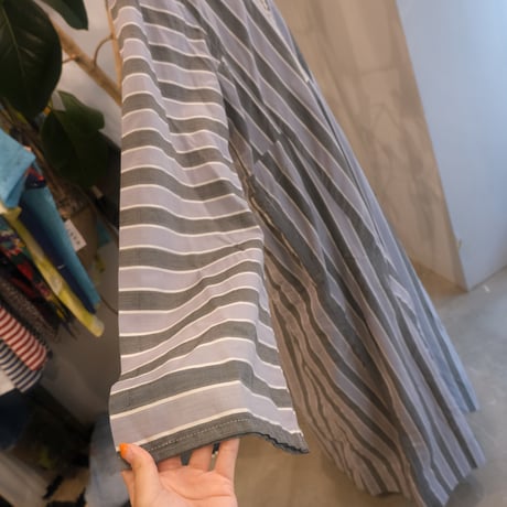 gray stripe embroidery dress