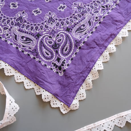 eski. original remake / lace × bandanna  kerchief "purple"