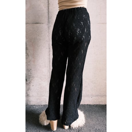 see-through lace flare pants
