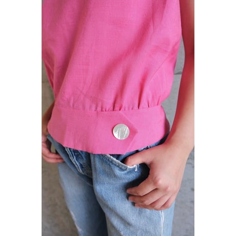 60-70s back button linen tops