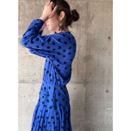 80s KASPER / polka dot cotton dress