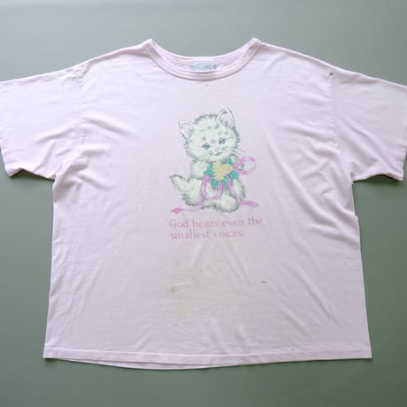 old print tee "cat" / pink