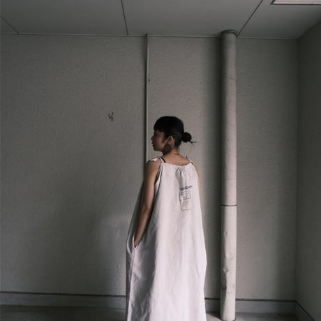 eski.  original remake linen dress / white / hand paint