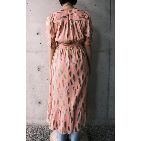 leaf motif wrap dress