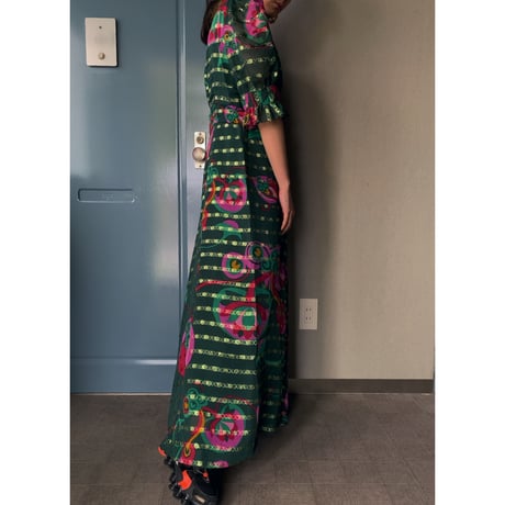 unknown / old long dress (green×gold)