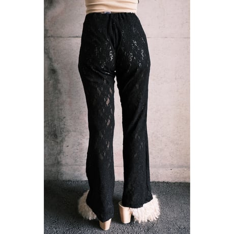 see-through lace flare pants