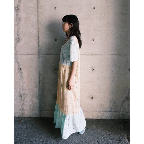 handmade flower × stripe dress
