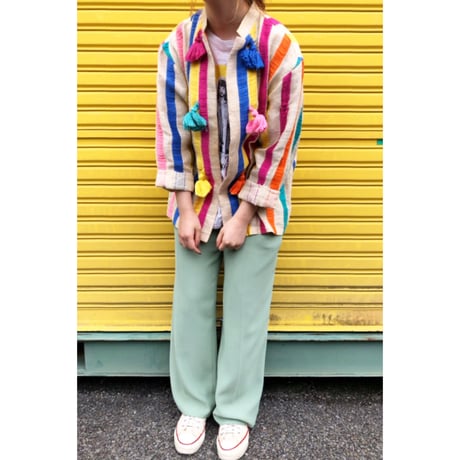 special vintage / multicolored tassel linen jacket