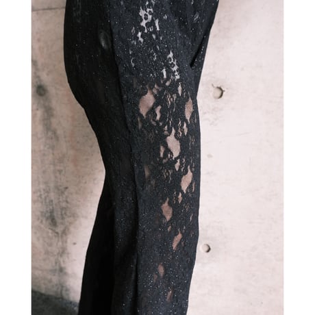 see-through lace flare pants