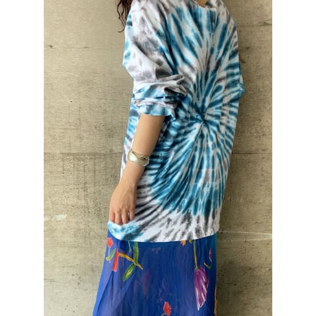 tie-dye long-sleeve tee "Blue"