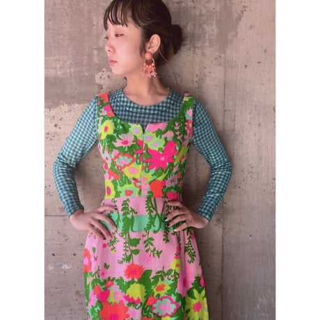 60-70s  vintage / floral long dress