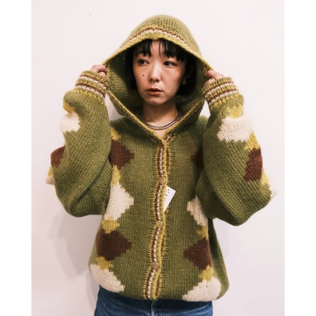 "argyle" mohair hooded knit / made in Italy