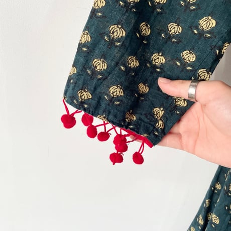 ponpon×flower dress with bell