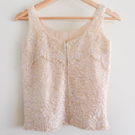 〜60s vintage beads embroidery knit vest