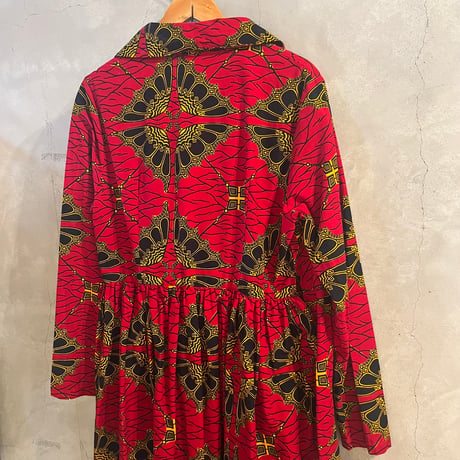 batik wrap dress / red