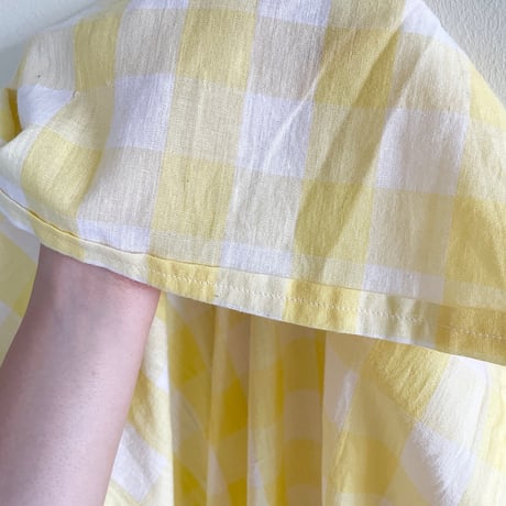 70s white × gingham check dress