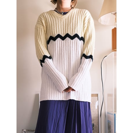 gizagiza knit / cream yellow × white