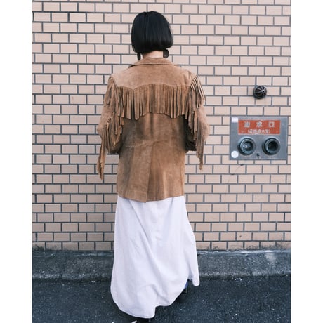 〜70s leather tailored jacket with fringe