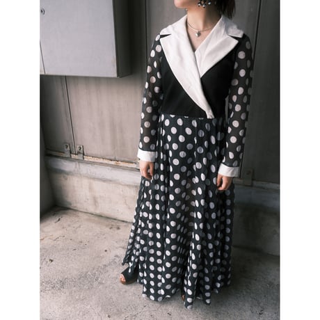 70s vintage / see-through polka dot dress