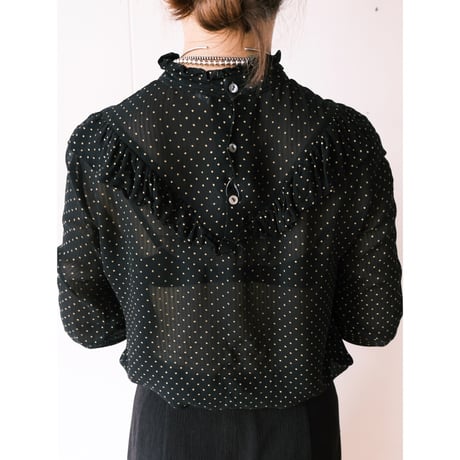 see-through dot frill blouse
