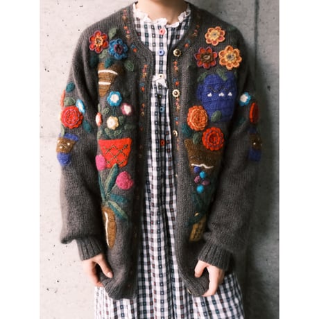 3D flower knit cardigan