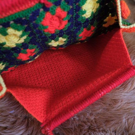 hand knit flower bag