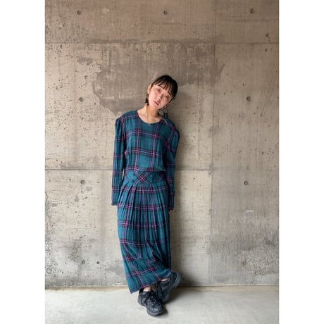 〜80s karin stevens/long check dress
