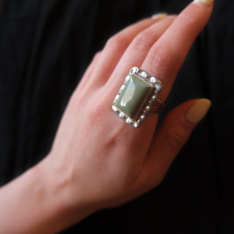 navajo / silver frame turquoise ring