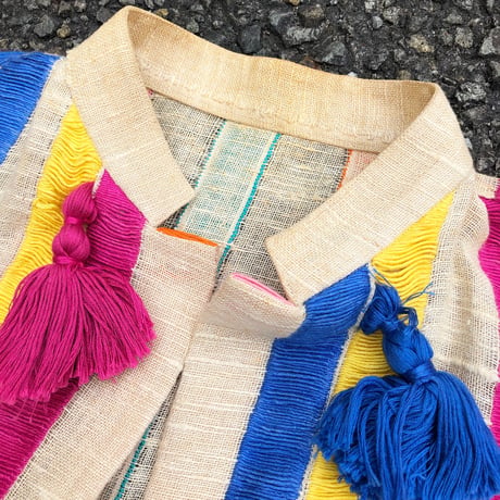 special vintage / multicolored tassel linen jacket