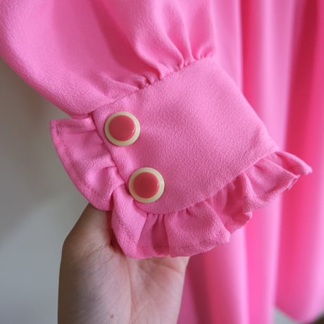 70s pink frill dress