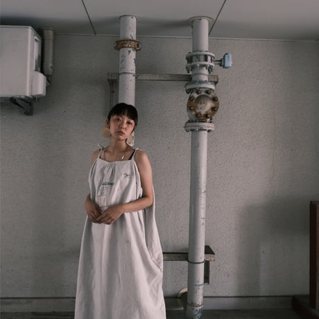 eski.  original remake linen dress / white / hand paint