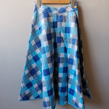 50-60s vintage / check quilting skirt