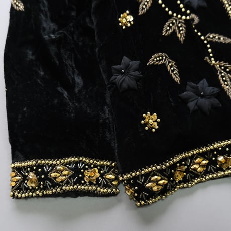 beaded embroidery velours cardigan