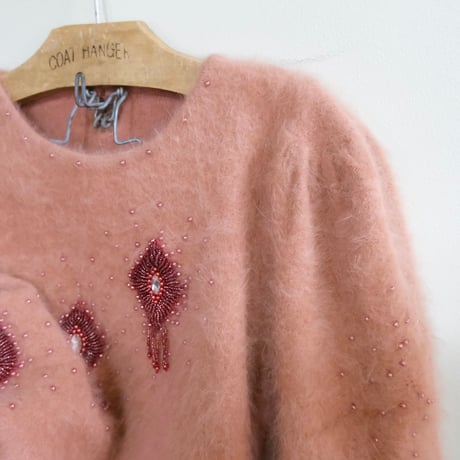 angora knit / salmon pink