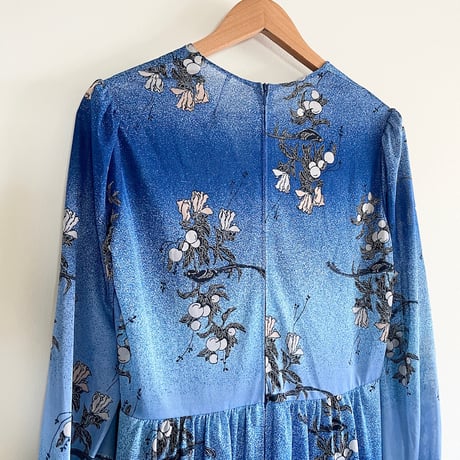 70s crimplene blue dress “birds”