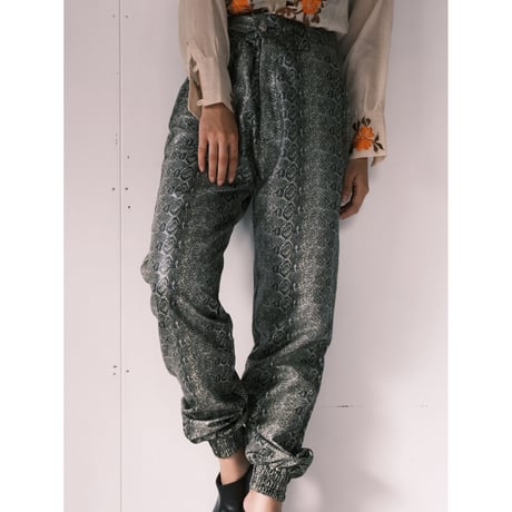 python pattern fake leather pants