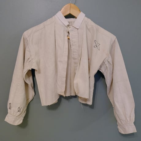 eski × 画楽 / hand paint "birds" antique smock