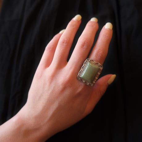 navajo / silver frame turquoise ring