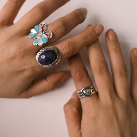 navajo / charoite ring