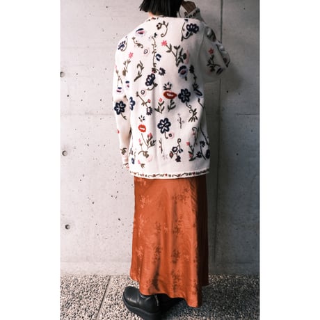 flower embroidery knit cardigan