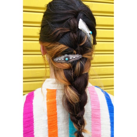 navajo silver barrette / hallmark "RJ"