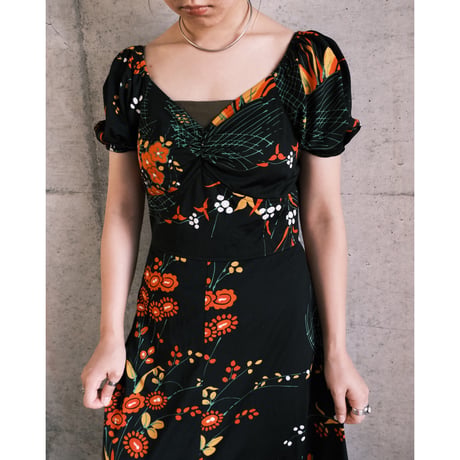 flower print black dress