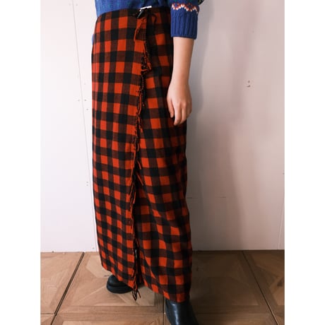 check wrap skirt