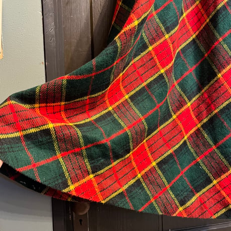 70s wool check skirt